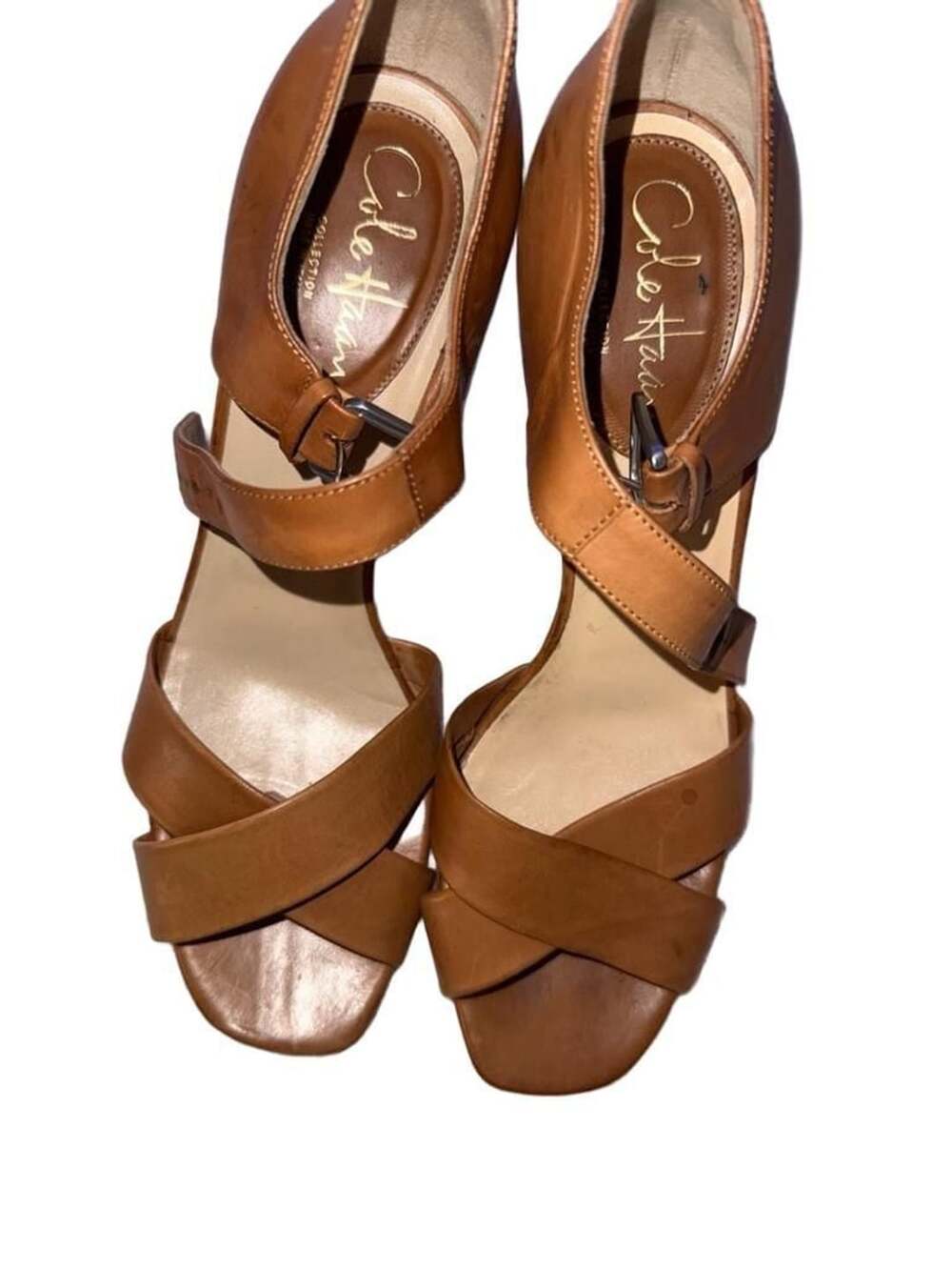 Cole Haan Collection Sandals Size 8B Brown Leather Heels Shoes - Picture 2 of 5